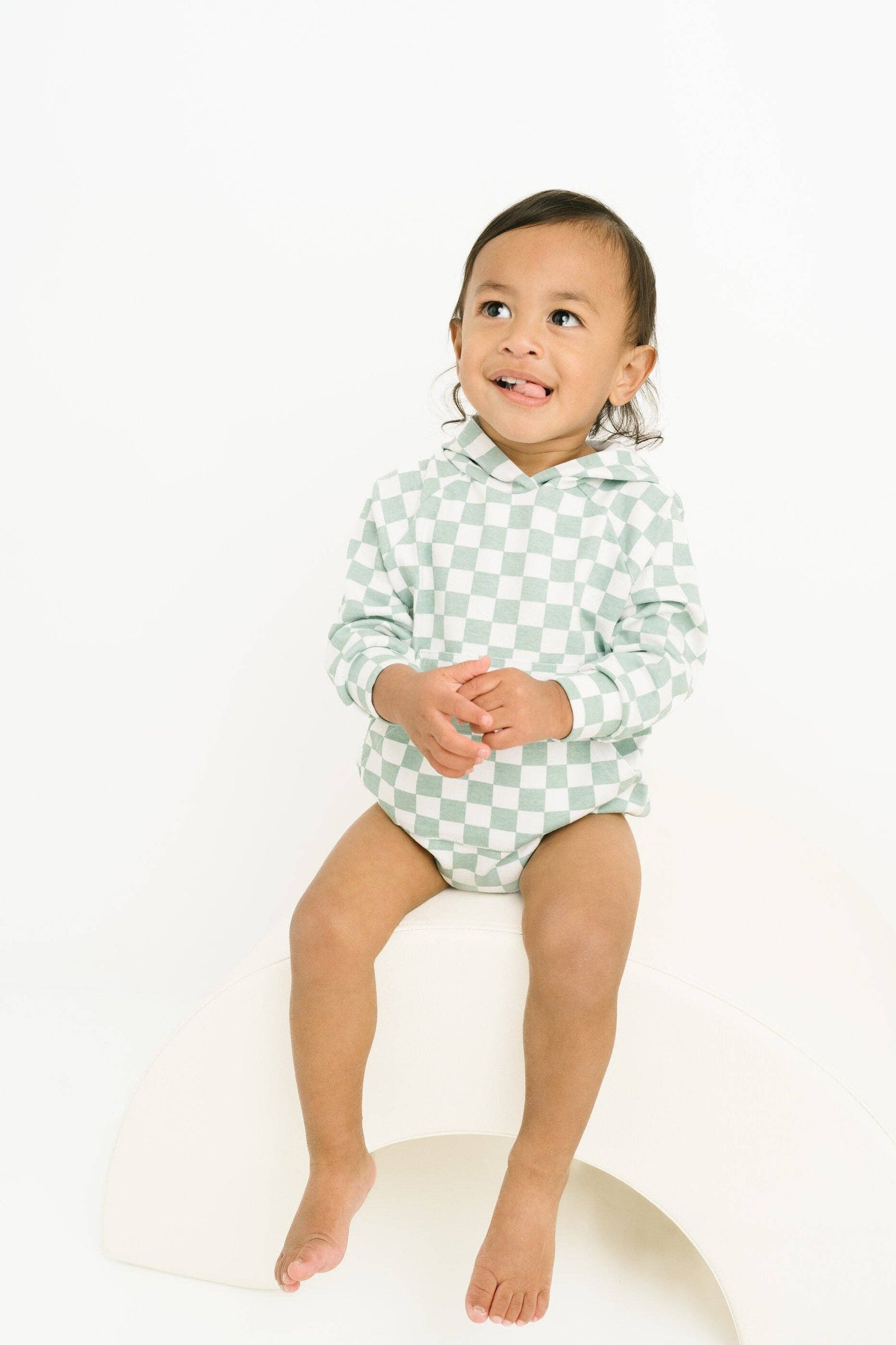 Checkered Hoodie Bubble Romper