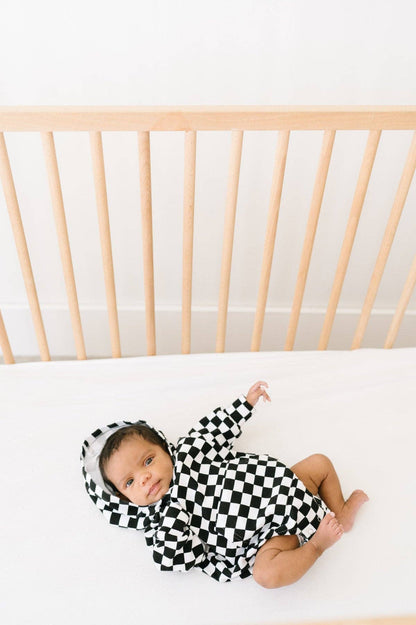 Checkered Hoodie Bubble Romper