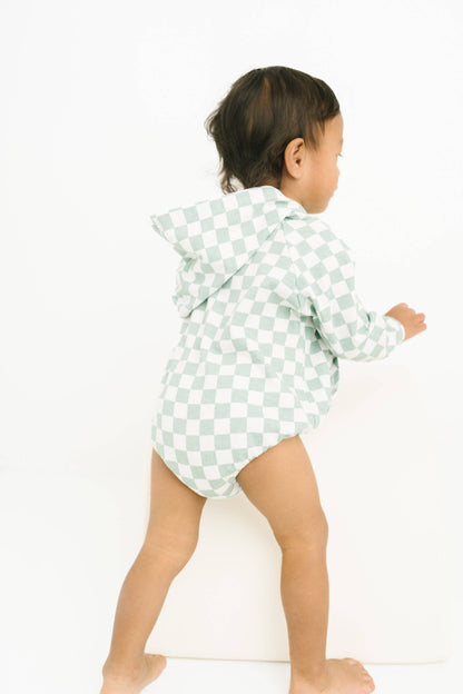 Checkered Hoodie Bubble Romper