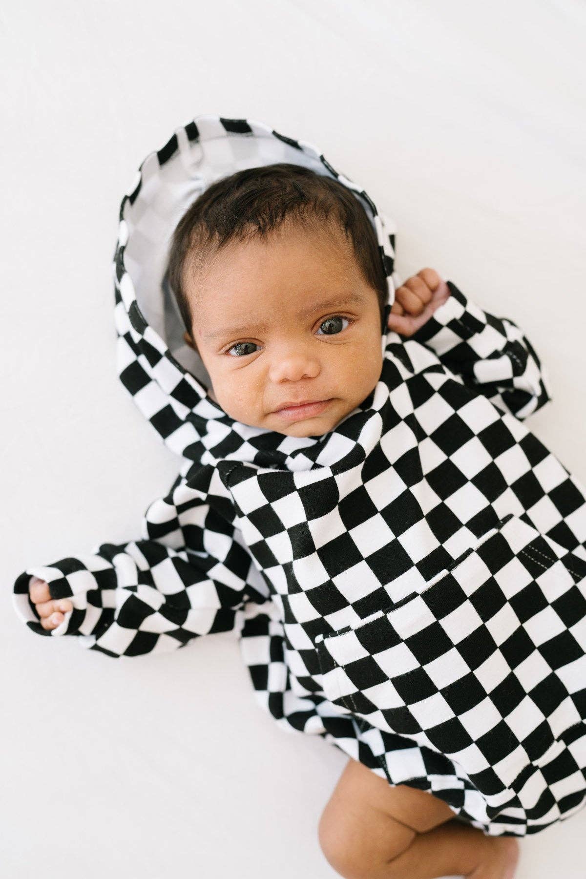 Checkered Hoodie Bubble Romper