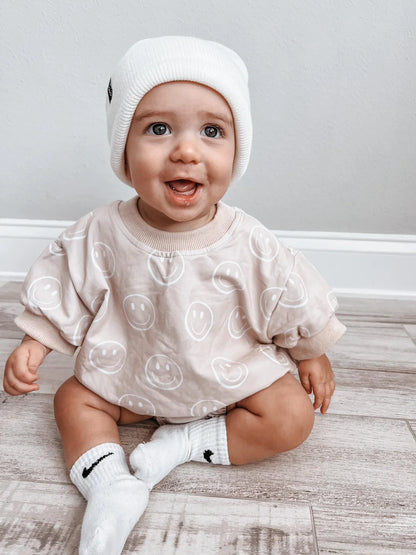 Neutral Smiley Bubble Romper