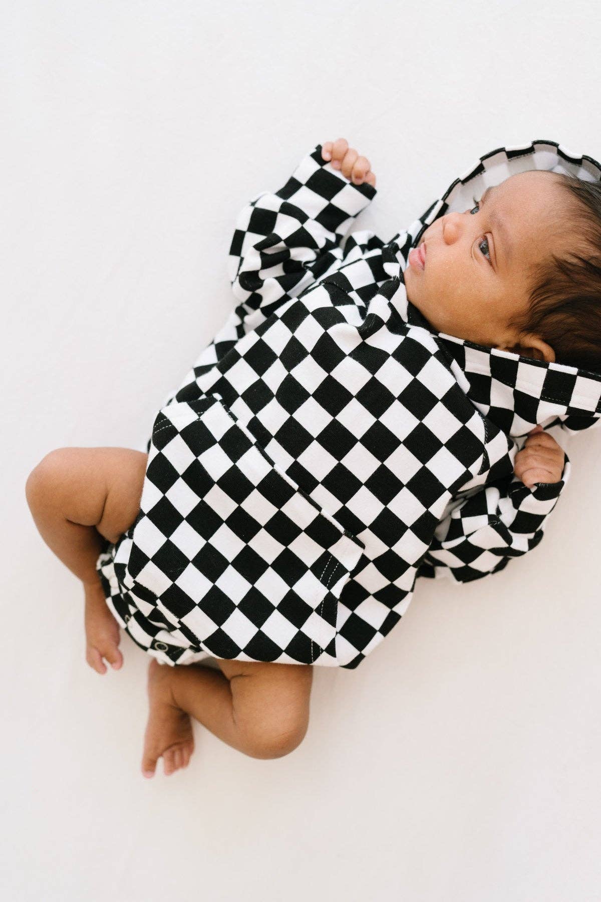 Checkered Hoodie Bubble Romper