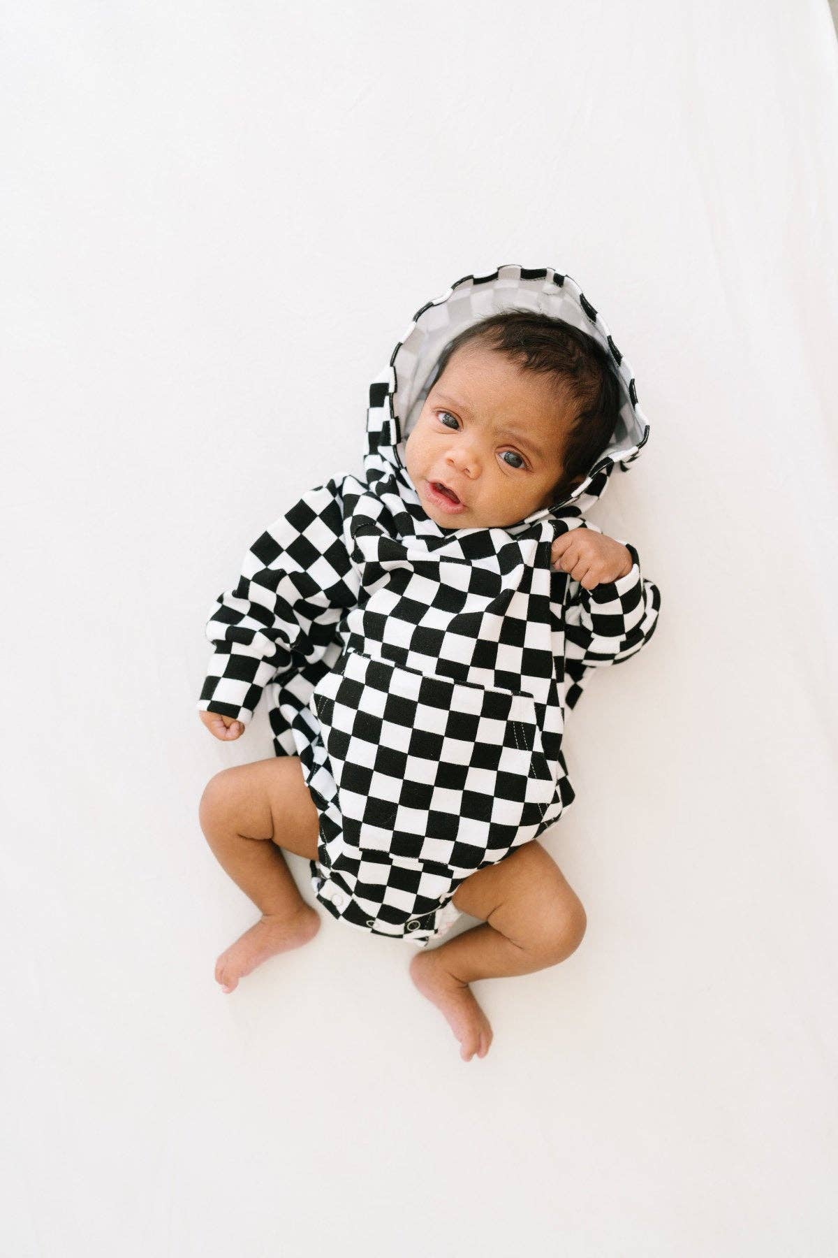 Checkered Hoodie Bubble Romper