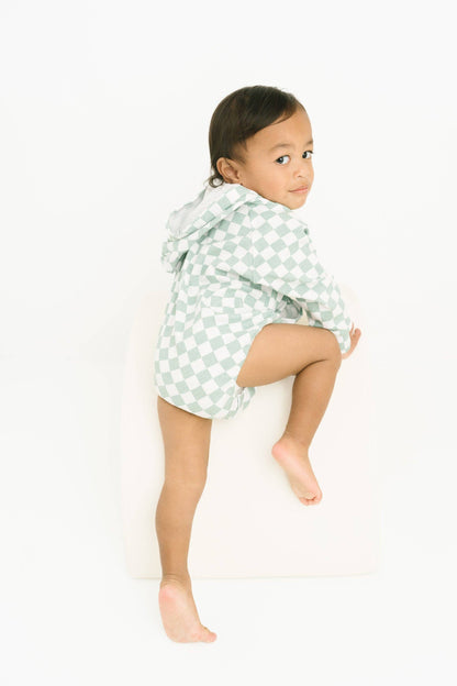 Checkered Hoodie Bubble Romper