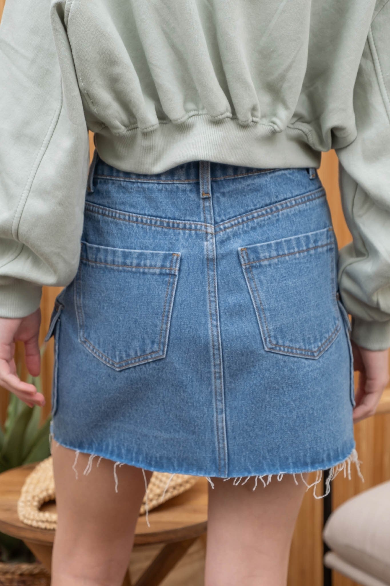 Trying Times Cargo Denim Skirt